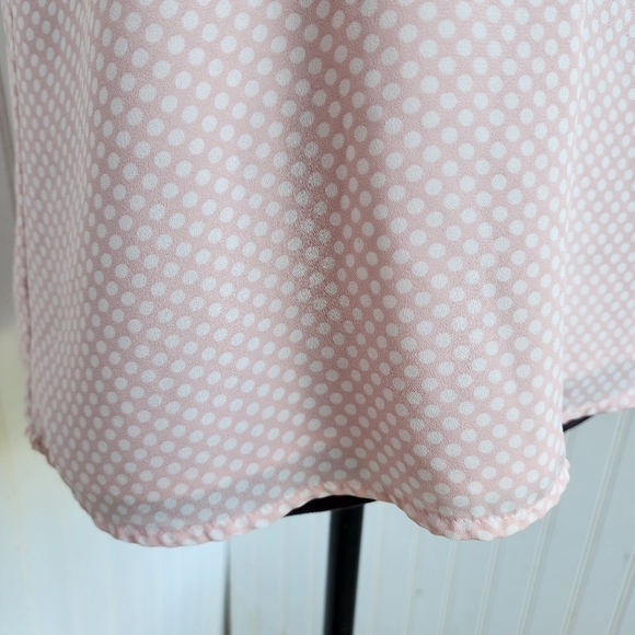 Express Women's Polka Dot Pink White Strappy Double V Neck Tank Top S - Picture 8 of 12